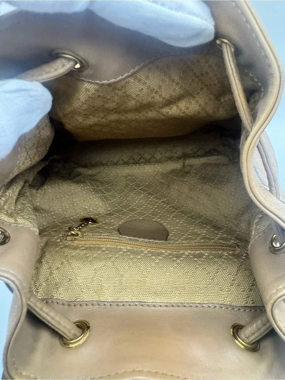Gucci Tan Leather Backpack with Bamboo Handle with Authenticity